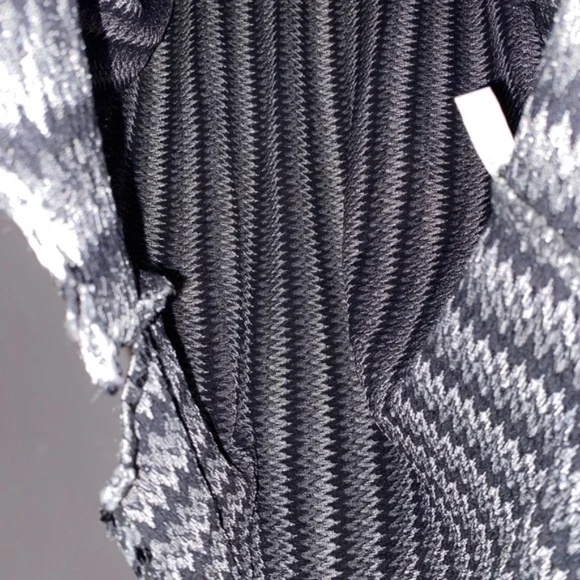 Men’s PRESTIGE Ombre Zig Zag Shimmer Dressy Disco Button Down Shirt Black Silver - Picture 3 of 10